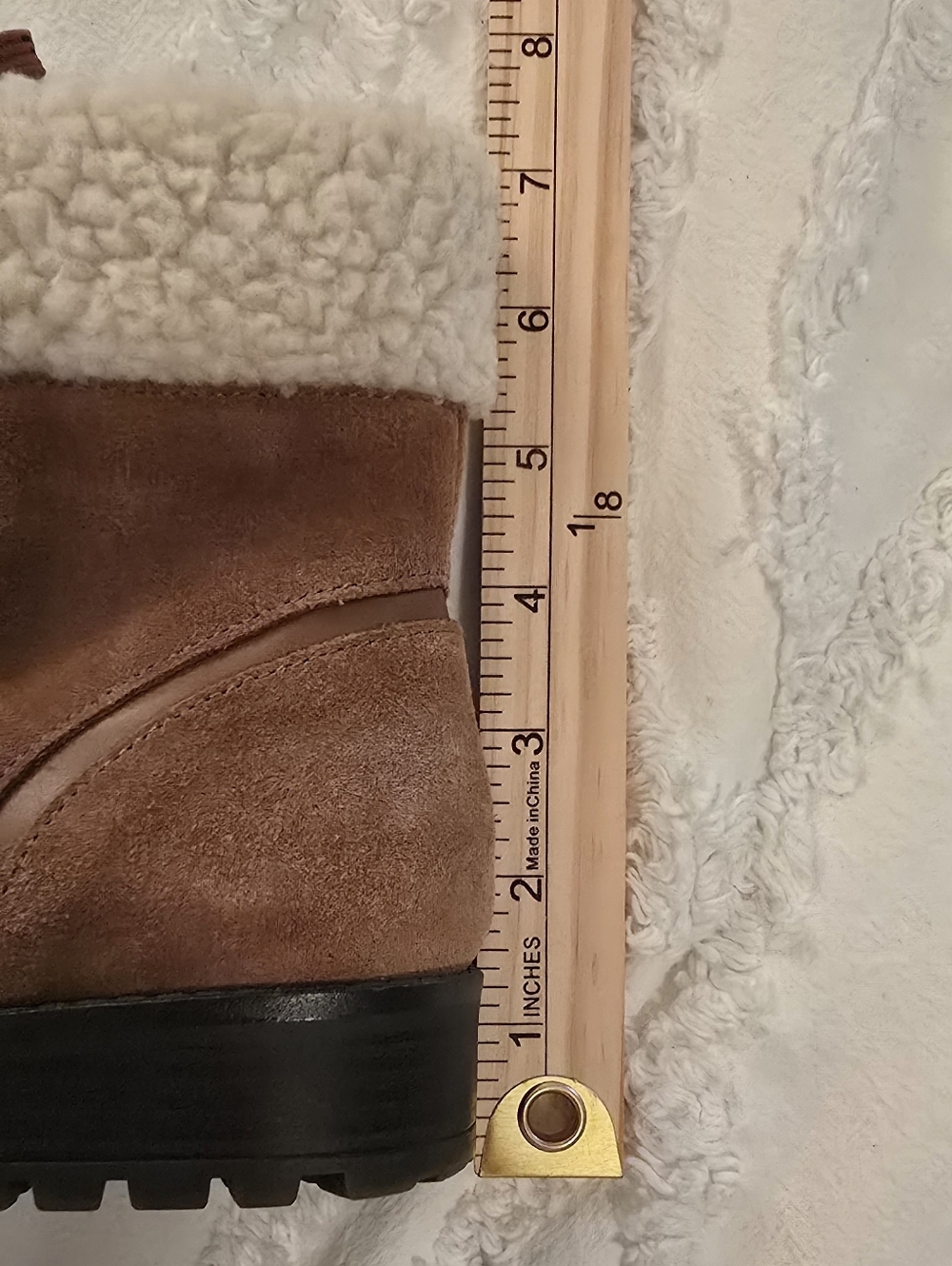Crown & Ivy Women’s June Tan Suede Lace-Up Shearling Ankle Boots, Size 7.5 - Picture 10 of 10